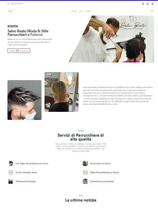 salvobeatoparrucchieri.com: Landing page moderna